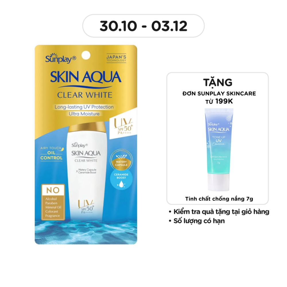 Sữa Chống Nắng Dưỡng Da Trắng Mịn Tối Ưu Sunplay Skin Aqua Clear White SPF50+ 25g