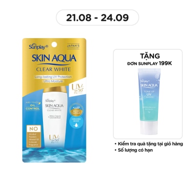 SUNPLAY Sữa Chống Nắng Dưỡng Da Trắng Mịn Tối Ưu Sunplay Skin Aqua Clear White SPF50+ 25g