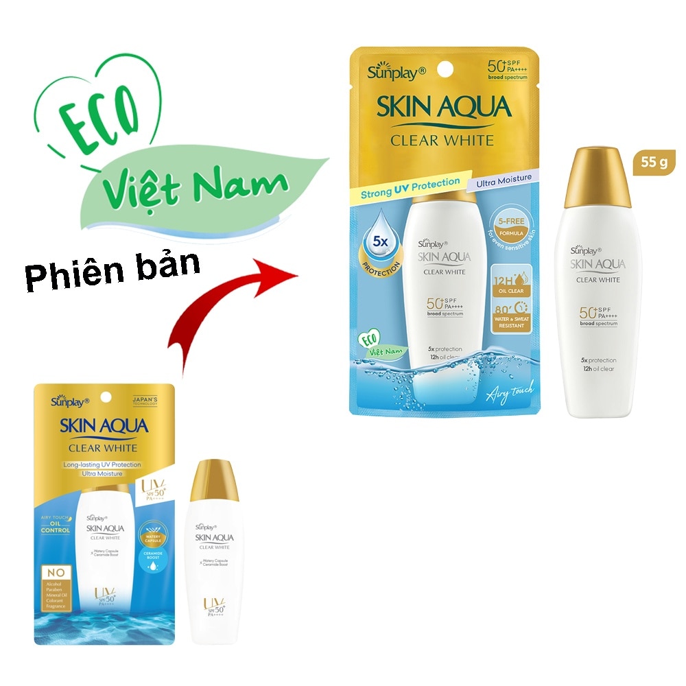Sữa Chống Nắng Dưỡng Da Trắng Mịn Tối Ưu Sunplay Skin Aqua Clear White SPF50+ 55g