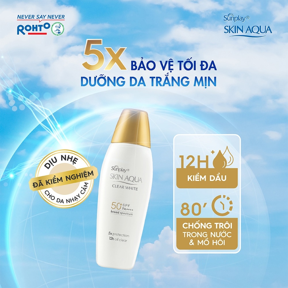 Sữa Chống Nắng Dưỡng Da Trắng Mịn Tối Ưu Sunplay Skin Aqua Clear White SPF50+ 55g