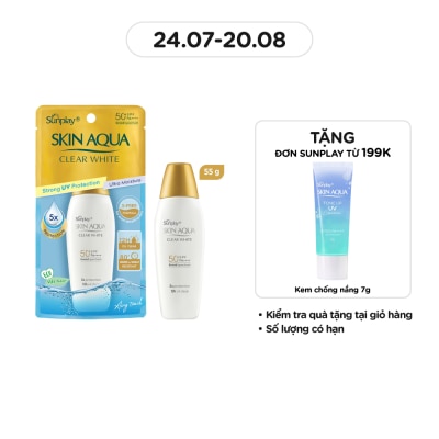 SUNPLAY Sữa Chống Nắng Dưỡng Da Trắng Mịn Tối Ưu Sunplay Skin Aqua Clear White SPF50+ 55g