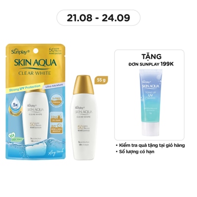 SUNPLAY Sữa Chống Nắng Dưỡng Da Trắng Mịn Tối Ưu Sunplay Skin Aqua Clear White SPF50+ 55g