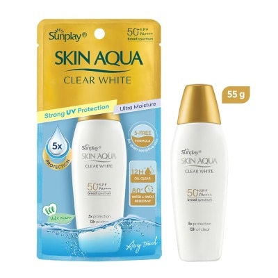 SUNPLAY Sữa Chống Nắng Dưỡng Da Trắng Mịn Tối Ưu Sunplay Skin Aqua Clear White SPF50+ 55g