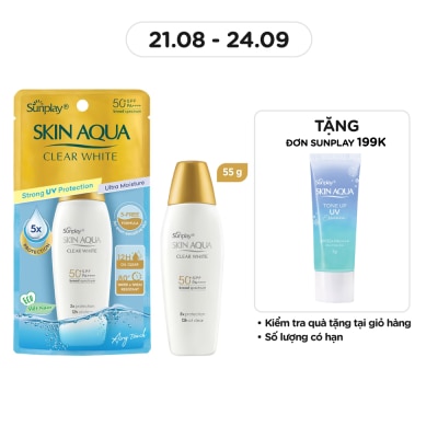 SUNPLAY Sữa Chống Nắng Dưỡng Da Trắng Mịn Tối Ưu Sunplay Skin Aqua Clear White SPF50+ 55g