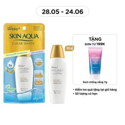 SUNPLAY - Sữa Chống Nắng Dưỡng Da Trắng Mịn Tối Ưu Sunplay Skin Aqua Clear White SPF50+ 55g