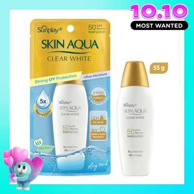 SUNPLAY Sữa Chống Nắng Dưỡng Da Trắng Mịn Tối Ưu Sunplay Skin Aqua Clear White SPF50+ 55g image