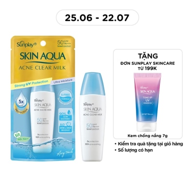 SUNPLAY - Sữa Chống Nắng Dưỡng Da Ngừa Mụn Sunplay Skin Aqua Acne Clear Milk SPF50 25g