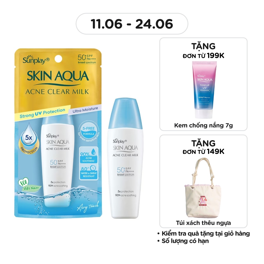 Sữa Chống Nắng Dưỡng Da Ngừa Mụn Sunplay Skin Aqua Acne Clear Milk SPF50 25g