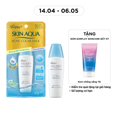 SUNPLAY - Sữa Chống Nắng Dưỡng Da Ngừa Mụn Sunplay Skin Aqua Acne Clear Milk SPF50 25g