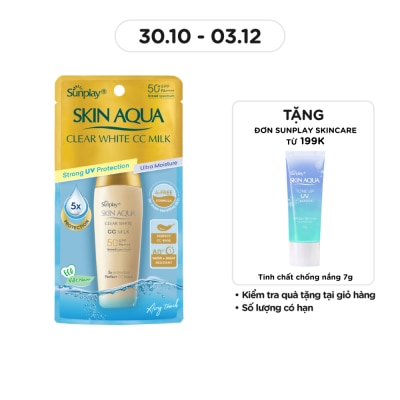 SUNPLAY Sữa Chống Nắng Dưỡng Da & Trang Điểm Nhẹ Sunplay Skin Aqua Clear White CC Milk SPF50 25g