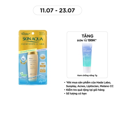 SUNPLAY Sữa Chống Nắng Dưỡng Da & Trang Điểm Nhẹ Sunplay Skin Aqua Clear White CC Milk SPF50 25g