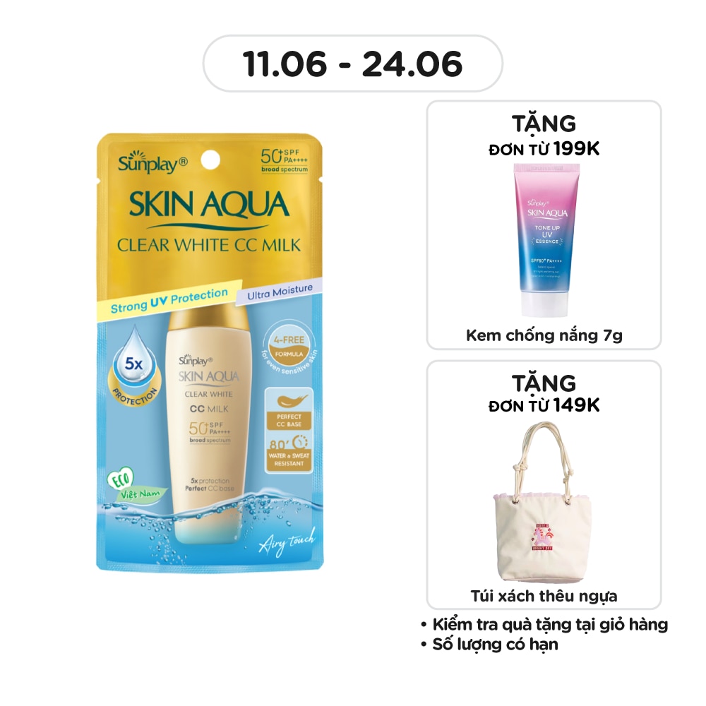 Sữa Chống Nắng Dưỡng Da & Trang Điểm Nhẹ Sunplay Skin Aqua Clear White CC Milk SPF50 25g