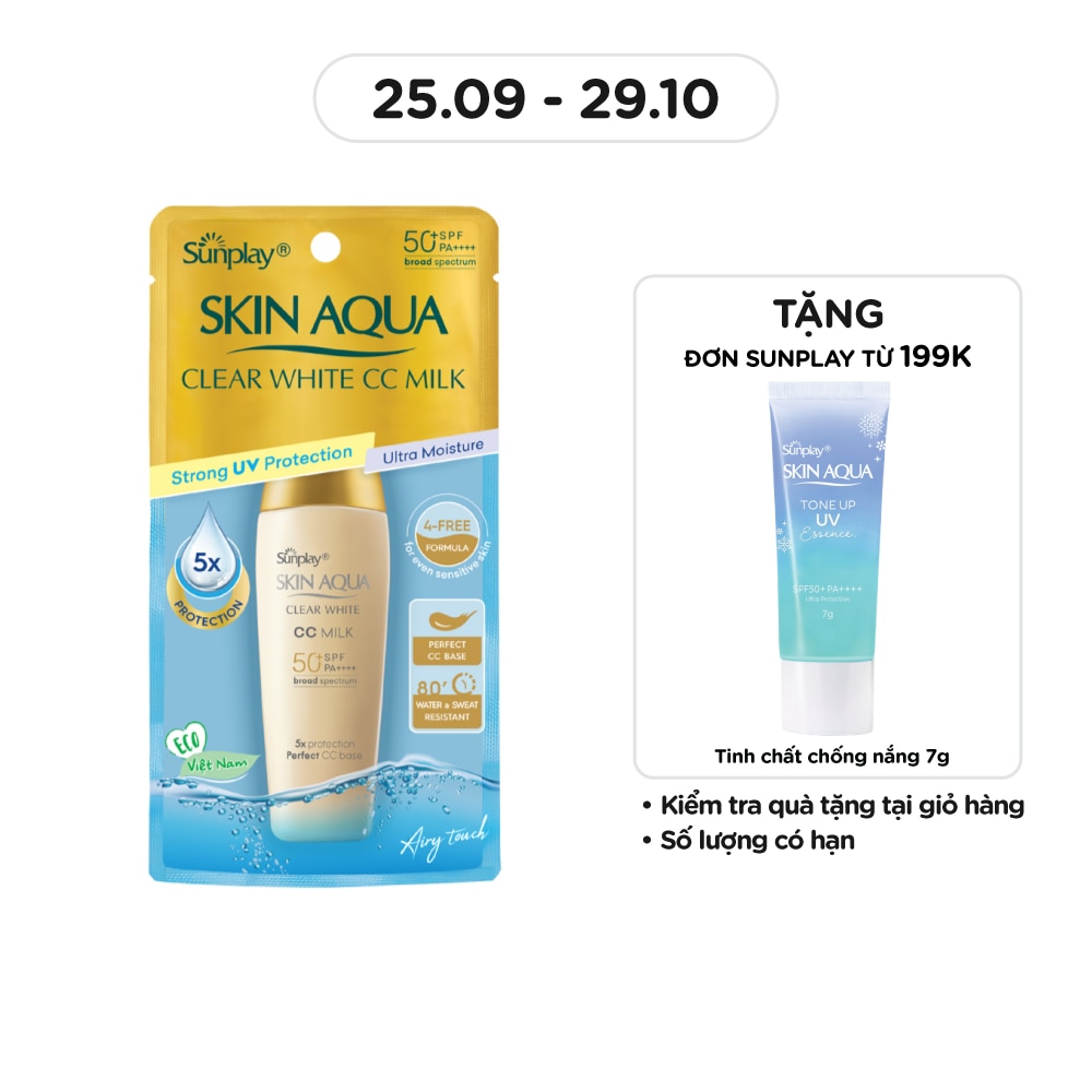 Sữa Chống Nắng Dưỡng Da & Trang Điểm Nhẹ Sunplay Skin Aqua Clear White CC Milk SPF50 25g
