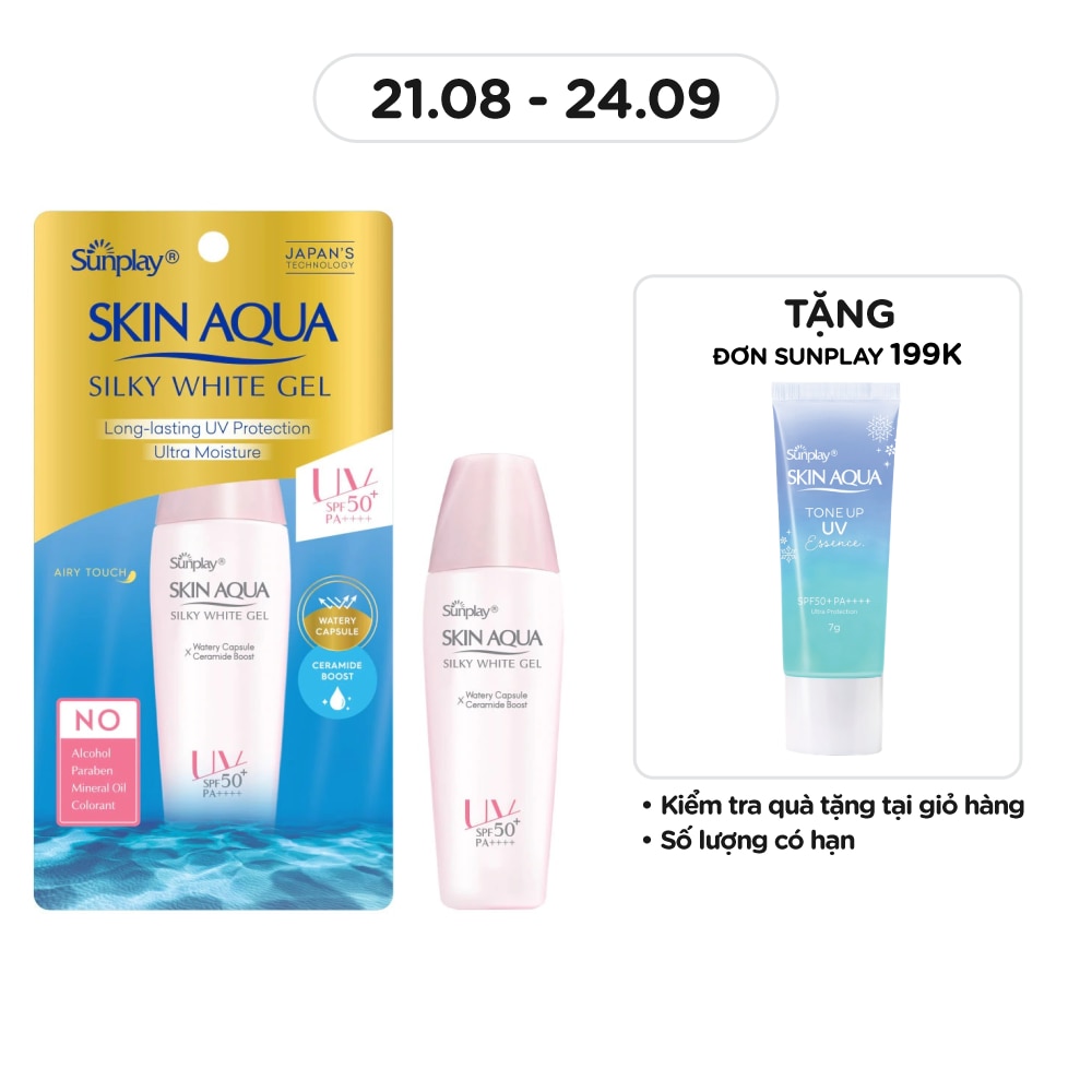 Gel Chống Nắng Dưỡng Da Trắng Mượt Sunplay Skin Aqua Silky White Gel SPF50 30g