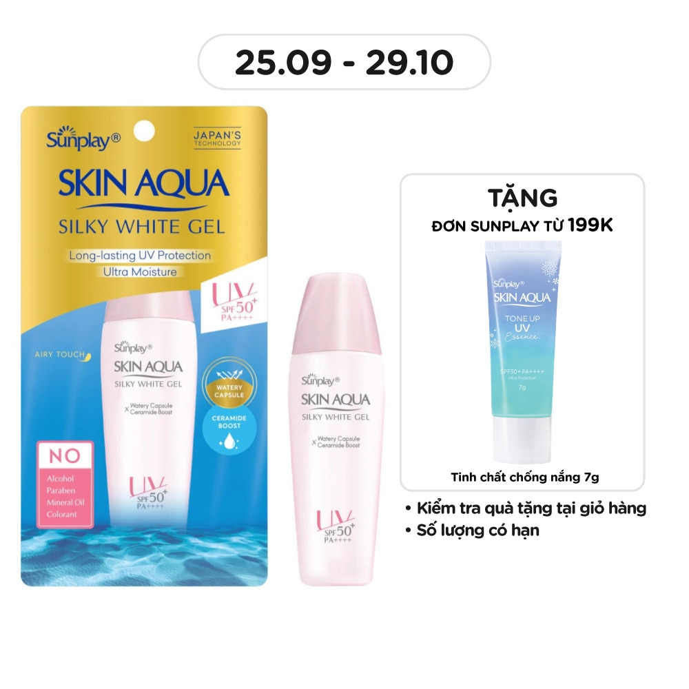 Gel Chống Nắng Dưỡng Da Trắng Mượt Sunplay Skin Aqua Silky White Gel SPF50 30g