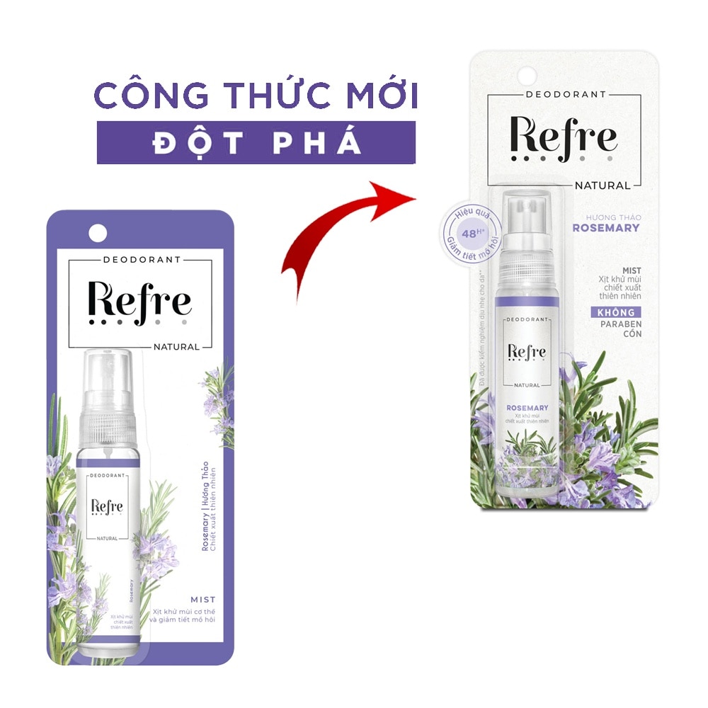 Xịt Khử Mùi Refre Natural 30ml - Hương Hương Thảo