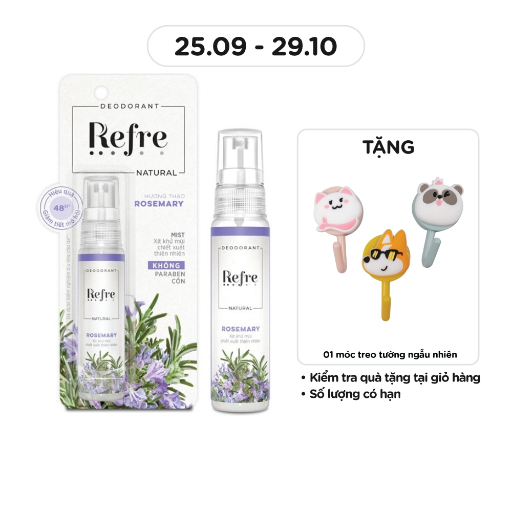 Xịt Khử Mùi Refre Natural 30ml - Hương Hương Thảo