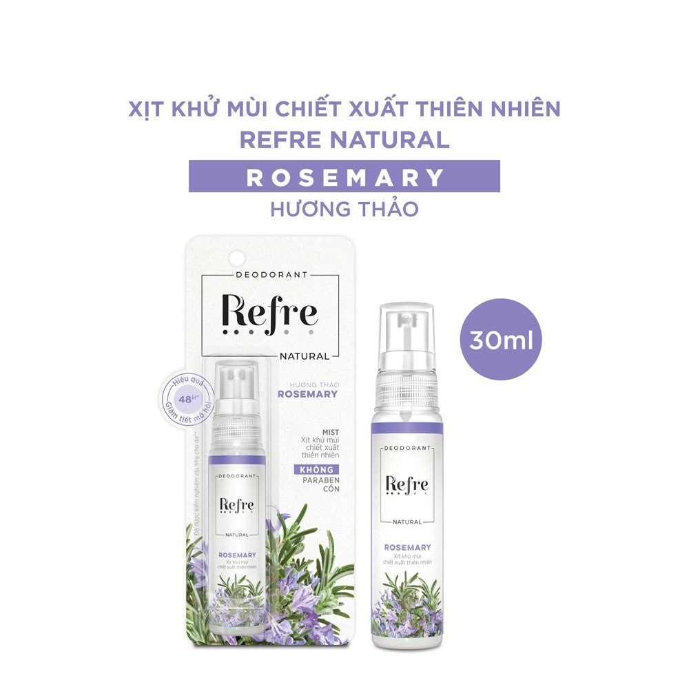 Xịt Khử Mùi Refre Natural 30ml - Hương Hương Thảo