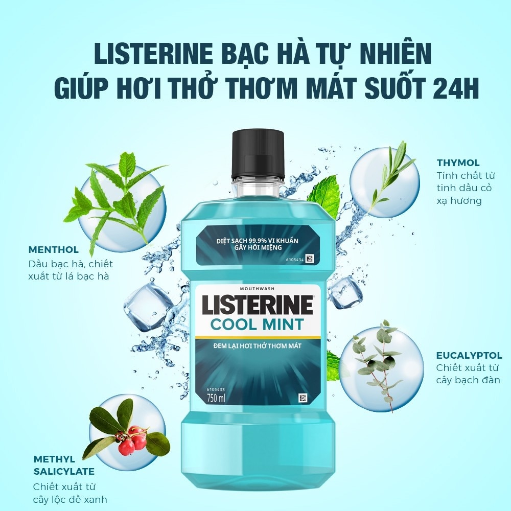 Nước Súc Miệng Bạc Hà Listerine 750ml