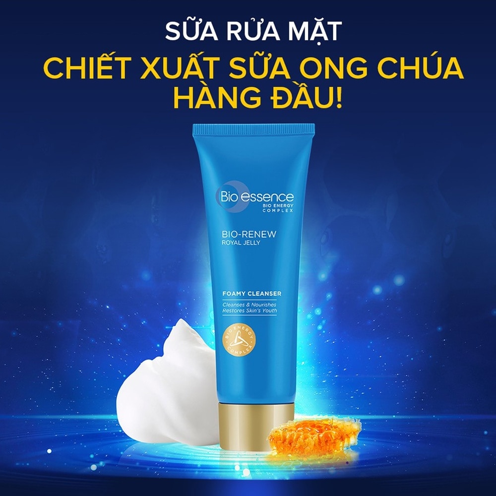 Sữa Rửa Mặt Bio-Essence Renew Chiết Xuất Sữa Ong Chúa (Da Dầu/Hỗn Hợp) 100g