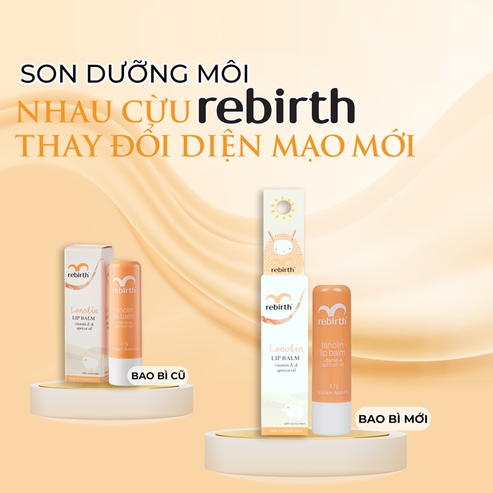 Son Dưỡng Môi Nhau Thai Cừu Rebirth Với Vitamin E và Dầu Mơ 3.7g