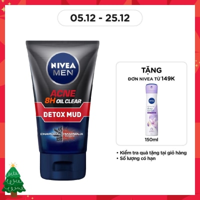 NIVEA Sữa Rửa Mặt Nivea Men Detox Mud Giúp Giảm Mụn & Hư Tổn Da 100g