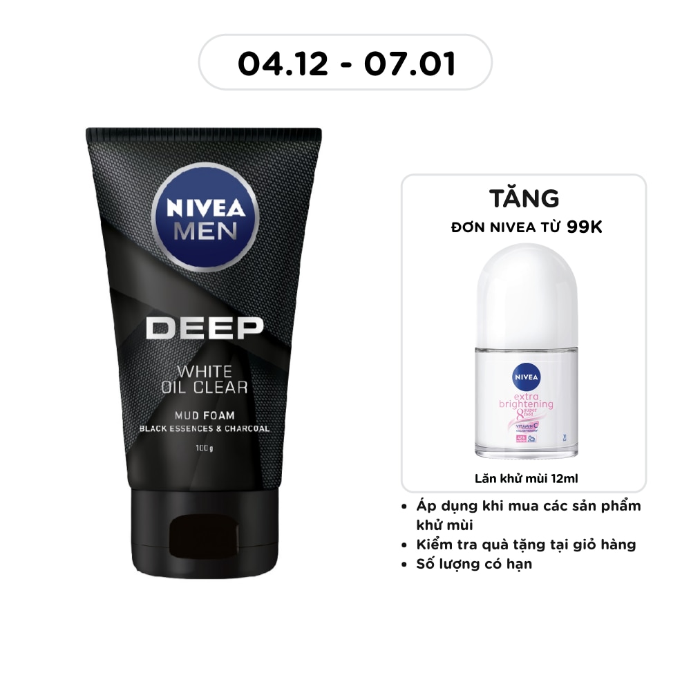 Sữa Rửa Mặt Nam Than Đen Hoạt Tính Sáng Da Nivea 100g