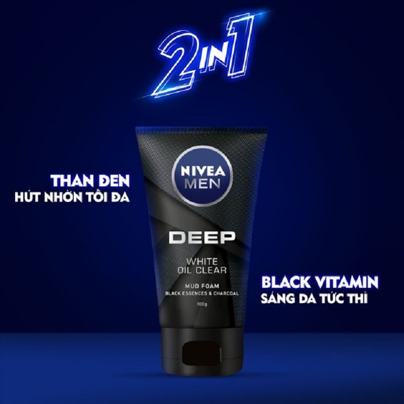 Sữa Rửa Mặt Nam Than Đen Hoạt Tính Sáng Da Nivea 100g