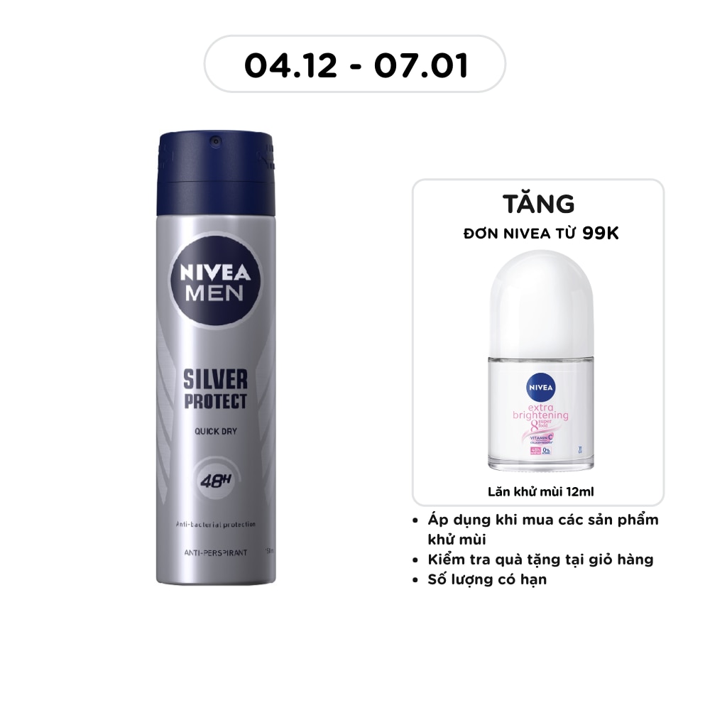 Xịt Ngăn Mùi Nam Phân Tử Bạc Nivea 150ml