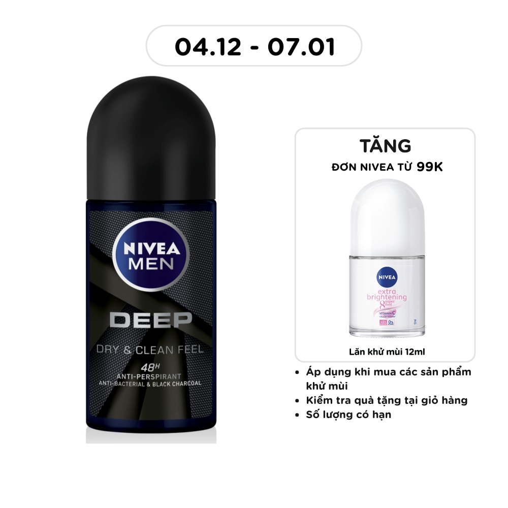 Lăn Ngăn Mùi Nam Than Đen Hoạt Tính Nivea 50ml