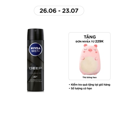 NIVEA Xịt Ngăn Mùi Nam Than Đen Hoạt Tính Nivea 150ml