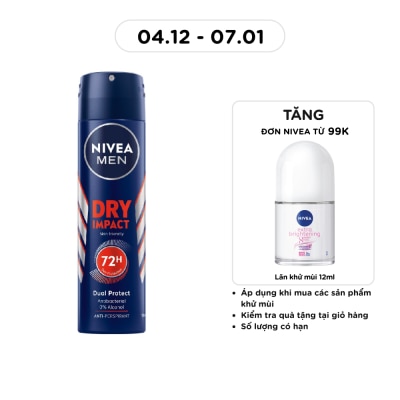 NIVEA Xịt Ngăn Mùi Nam Khô Thoáng Nivea 150ml