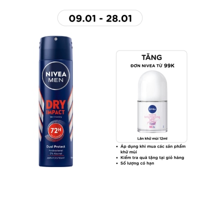 NIVEA Xịt Ngăn Mùi Nam Khô Thoáng Nivea 150ml
