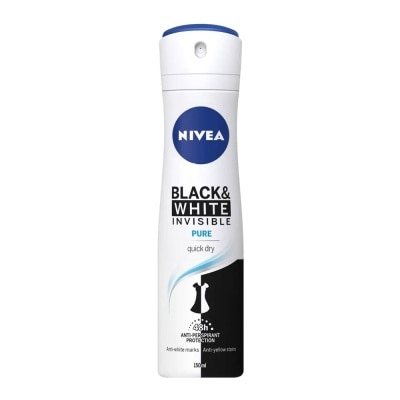 NIVEA Xịt Ngăn Mùi Nữ Nivea Invisible Black&White Ngăn Vệt Ố Vàng 150ml