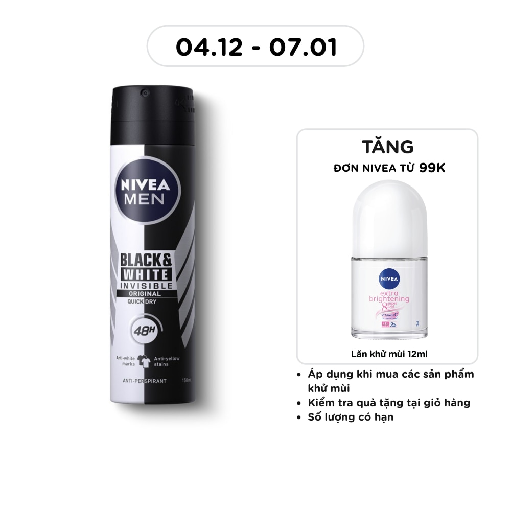 Xịt Ngăn Mùi Nam Ngăn Vệt Ố Vàng Nivea 150ml