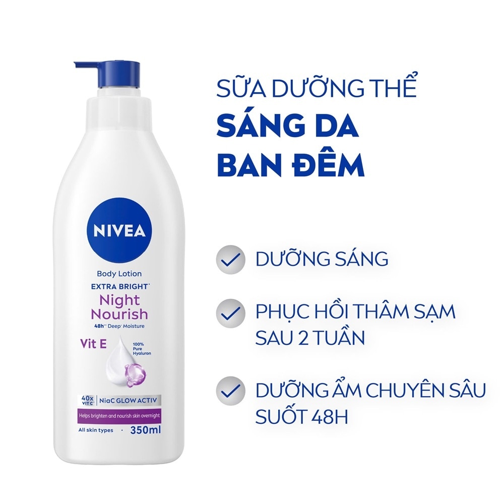 Sữa Dưỡng Thể Dưỡng Trắng Da Ban Đêm Nivea 350ml