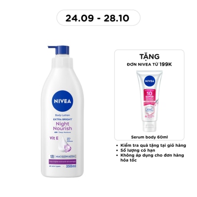NIVEA Sữa Dưỡng Thể Dưỡng Trắng Da Ban Đêm Nivea 350ml image