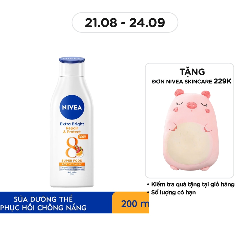 Sữa Dưỡng Thể Nivea SPF30 Dưỡng Trắng Phục Hồi Chống Nắng 200ml