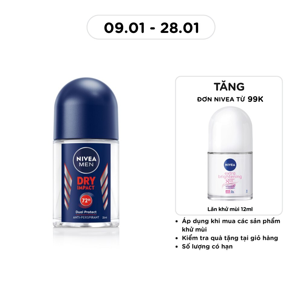 Buy NIVEA, For Men Dry Impact Roll On 25ml with Special Promotions