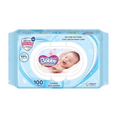 BOBBY Wet Tissues Unscented 100 Pieces