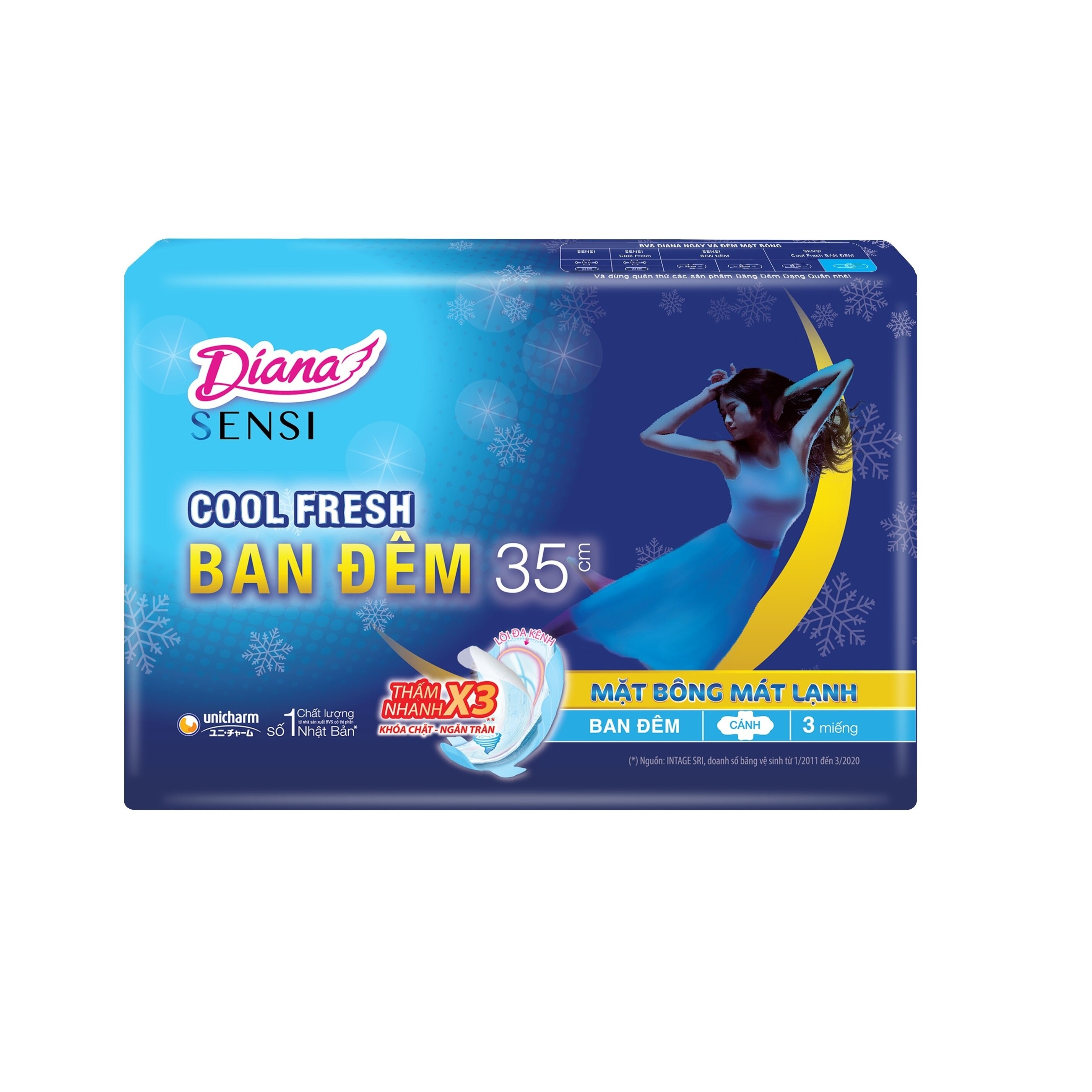 DIANA, Sensi Night Cool Fresh 35cm Sanitary Napkin | Watsons Vietnam