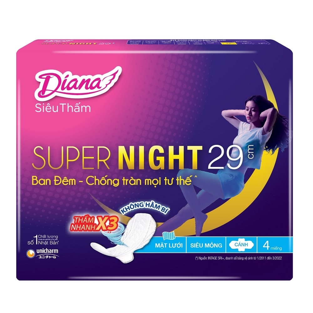 Băng Vệ Sinh Diana Super Night 29cm 4 Miếng