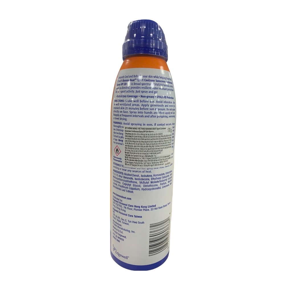 Xịt Chống Nắng Banana Boat Sport CoolZone SPF50+ PA++++ 170g #Cam