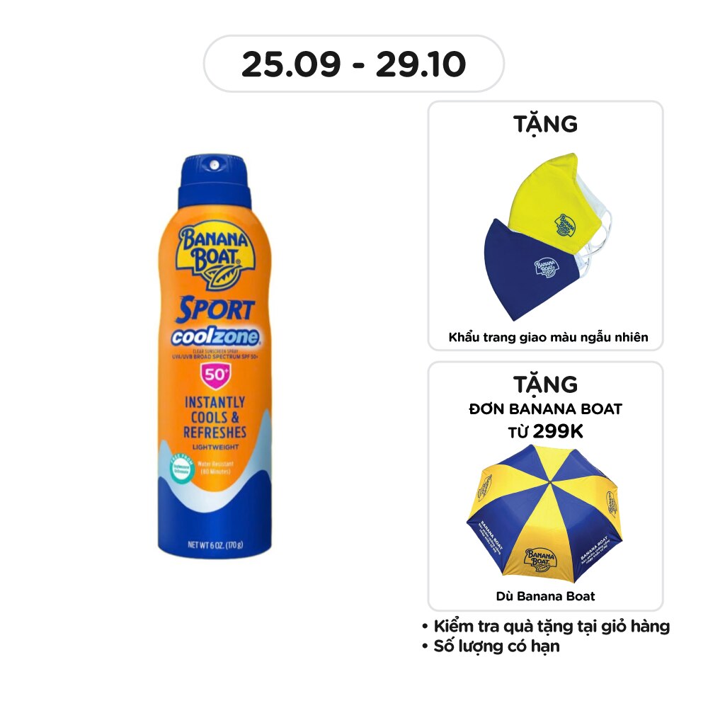 Xịt Chống Nắng Banana Boat Sport CoolZone SPF50+ PA++++ 170g #Cam