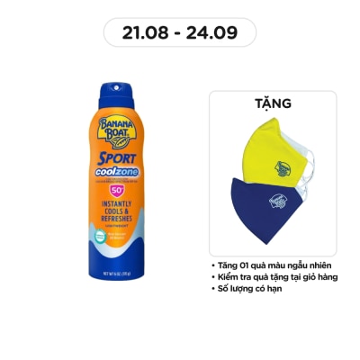 BANANA BOAT Xịt Chống Nắng Banana Boat Sport CoolZone SPF50+ PA++++ 170g #Cam