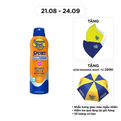 BANANA BOAT Xịt Chống Nắng Banana Boat Sport CoolZone SPF50+ PA++++ 170g #Cam