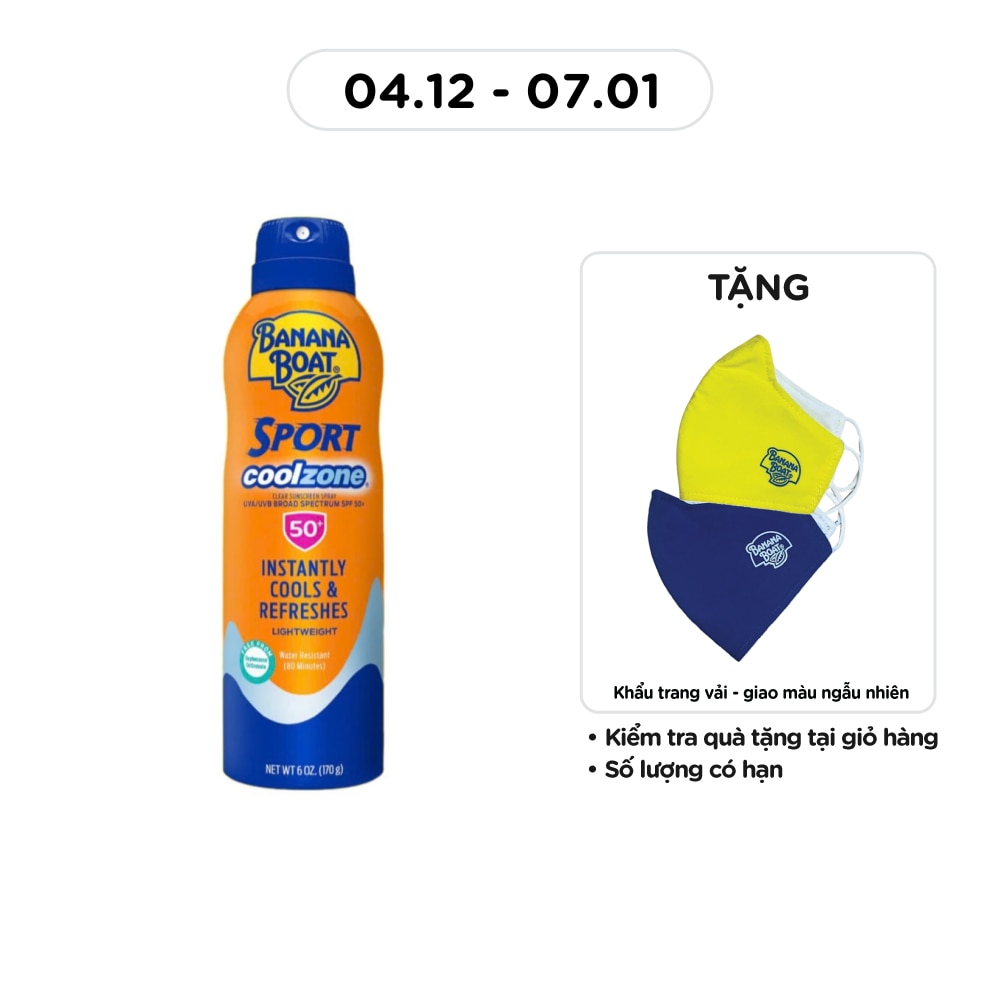 Xịt Chống Nắng Banana Boat Sport CoolZone SPF50+ PA++++ 170g #Cam