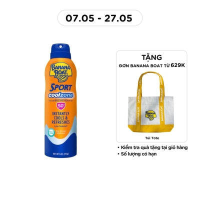 BANANA BOAT - Xịt Chống Nắng Banana Boat Sport CoolZone SPF50+ PA++++ 170g #Cam