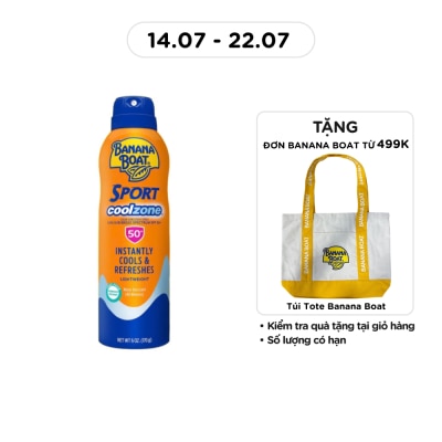 BANANA BOAT - Xịt Chống Nắng Banana Boat Sport CoolZone SPF50+ PA++++ 170g #Cam