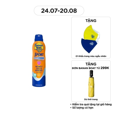 BANANA BOAT Xịt Chống Nắng Banana Boat Sport CoolZone SPF50+ PA++++ 170g #Cam